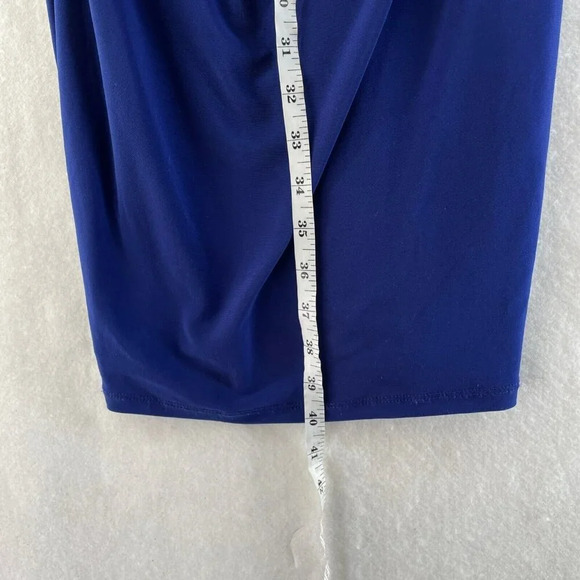 INC International Concept Dress Sz 0 Blue Draped 3/4 Sleeve Knee Length Bodycon - Picture 5 of 10
